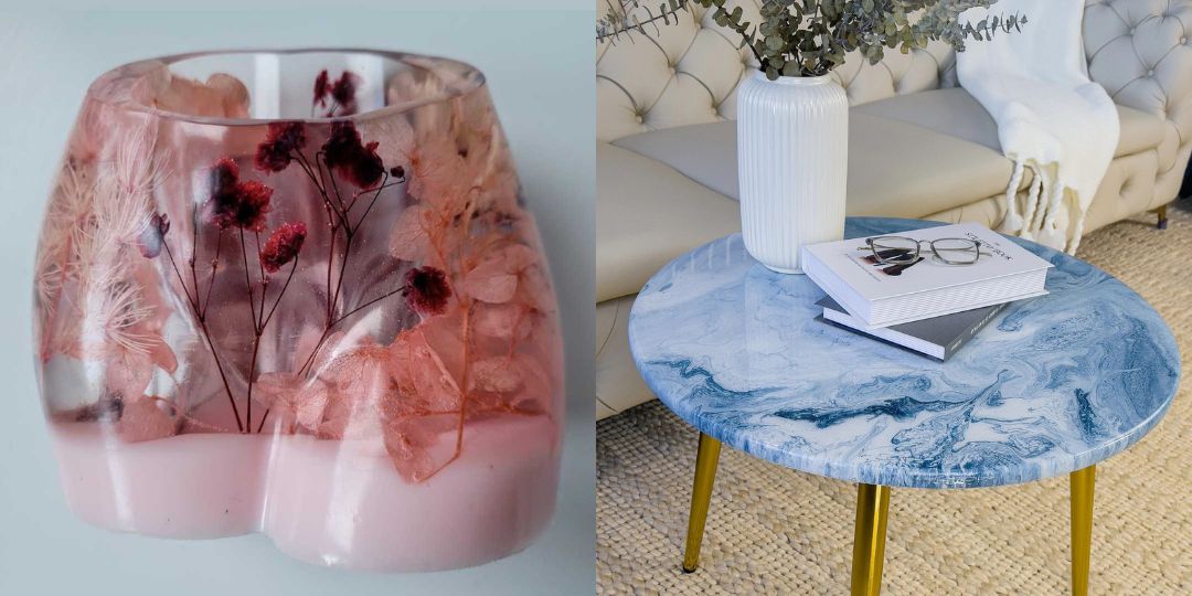 epoxy resin blue and white table