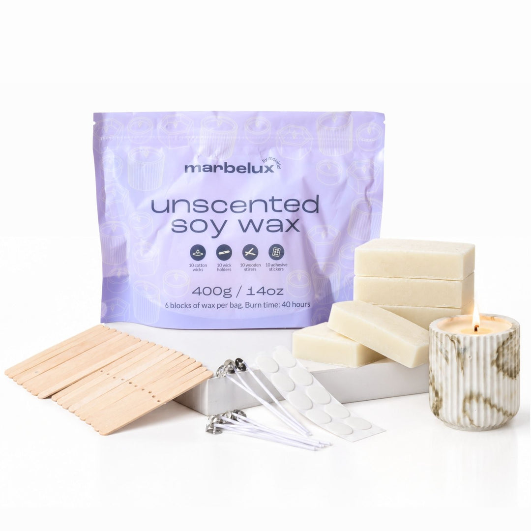 400g Unscented Soy Candle Wax & Wicks