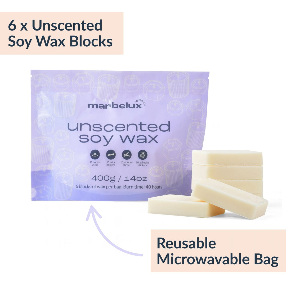 400g Unscented Soy Candle Wax & Wicks